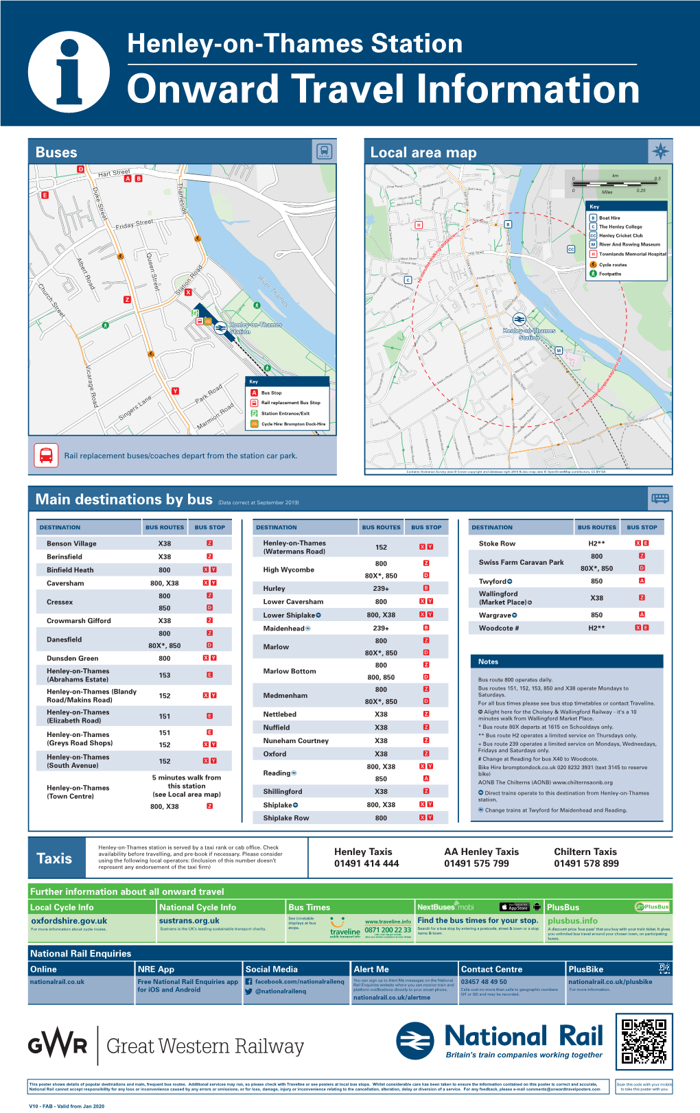 Henley-On-Thames Station I Onward Travel Information Buses Local Area Map