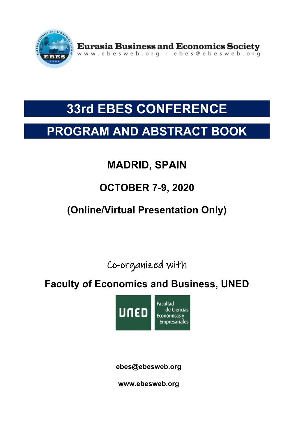 33Rd EBES CONFERENCE PROGRAM and ABSTRACT BOOK