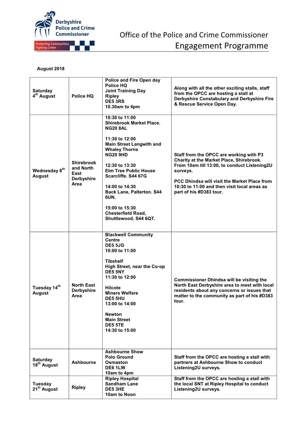 Engagement Programme