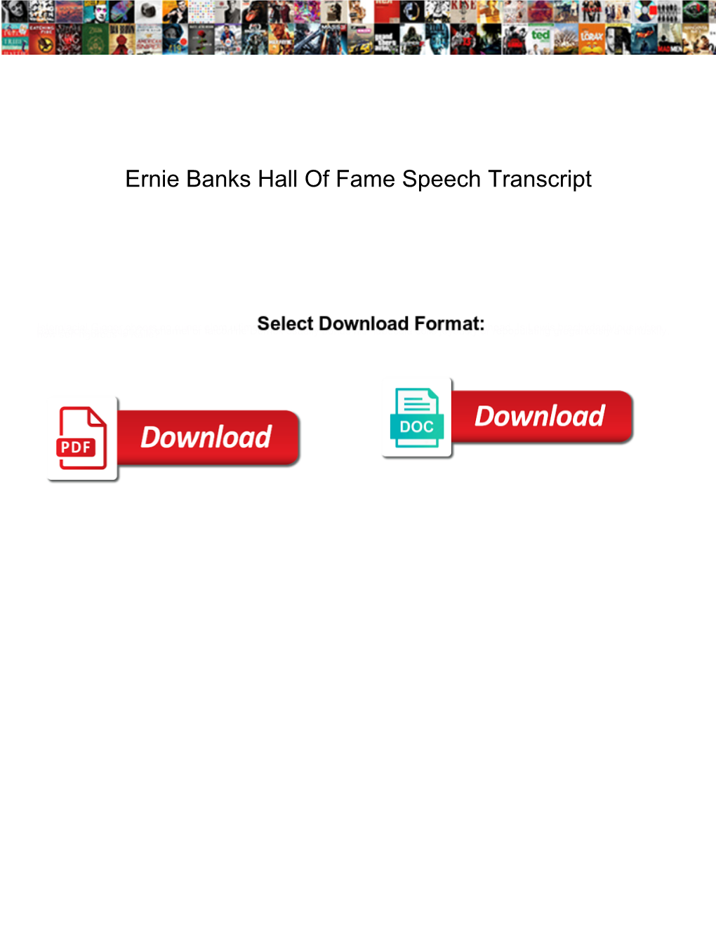 Ernie Banks Hall of Fame Speech Transcript