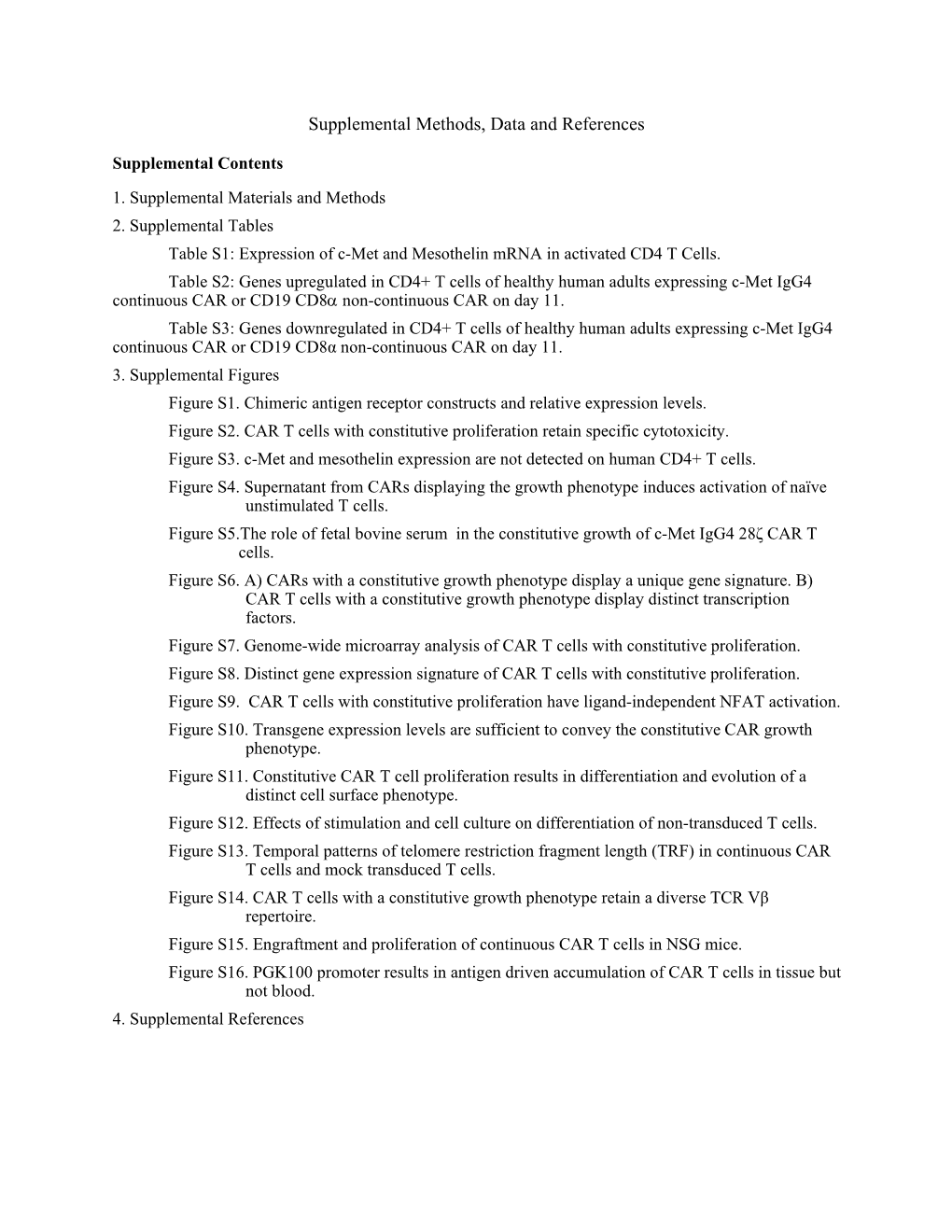 Supplemental Methods, Data and References