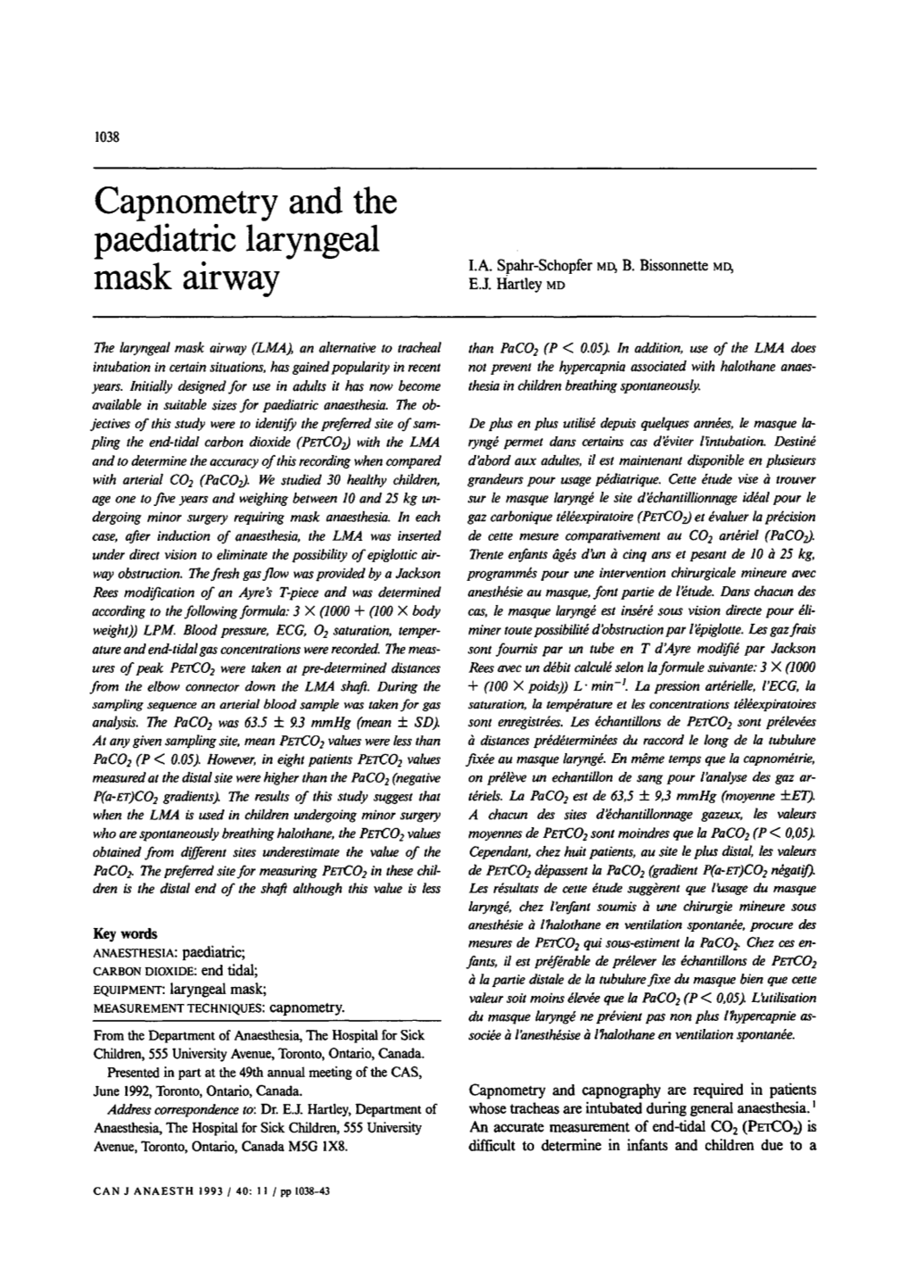 Capnometry and the Paediatric Laryngeal Mask Airway