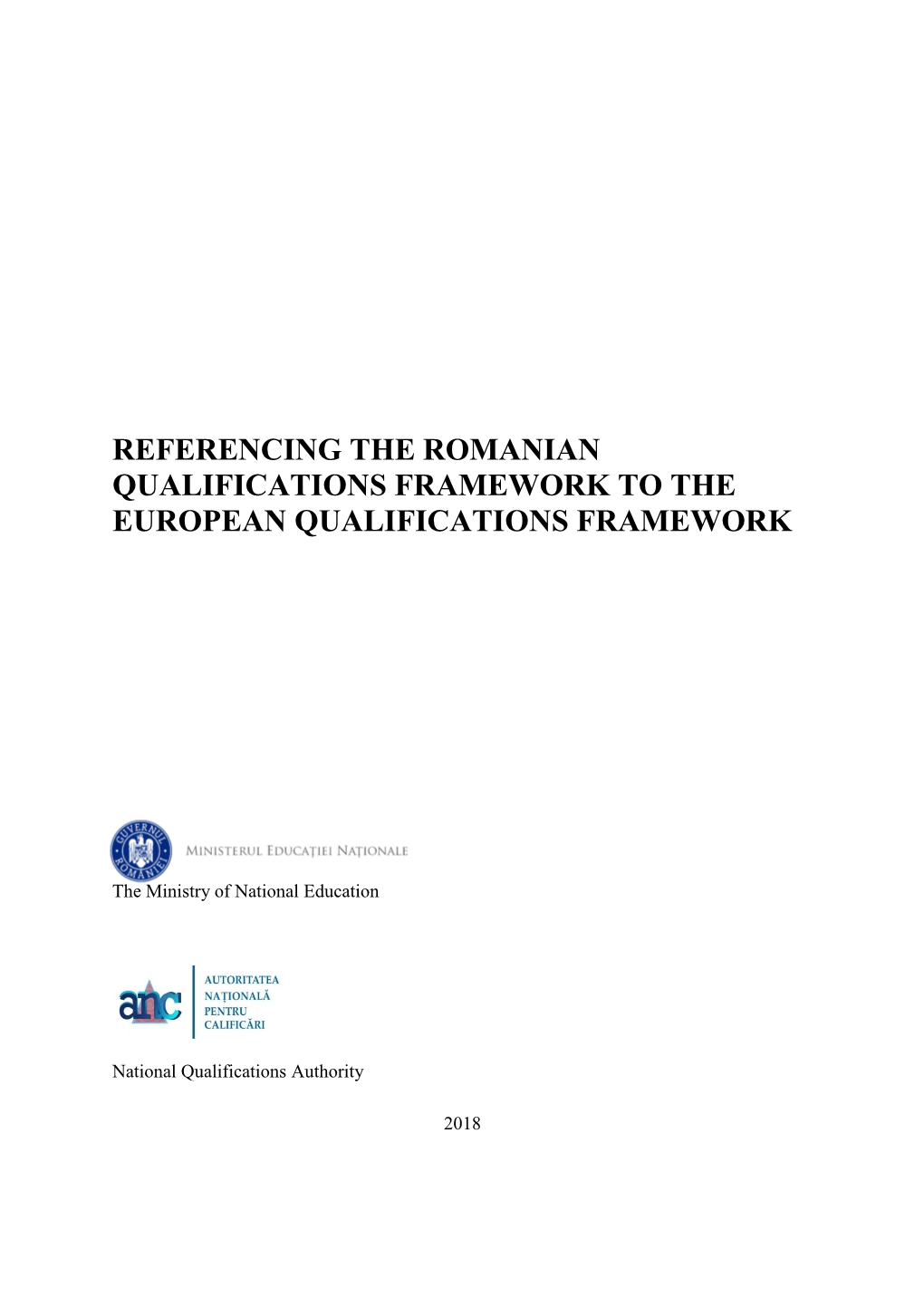 Referencing the Romanian Qualifications Framework to the European Qualifications Framework