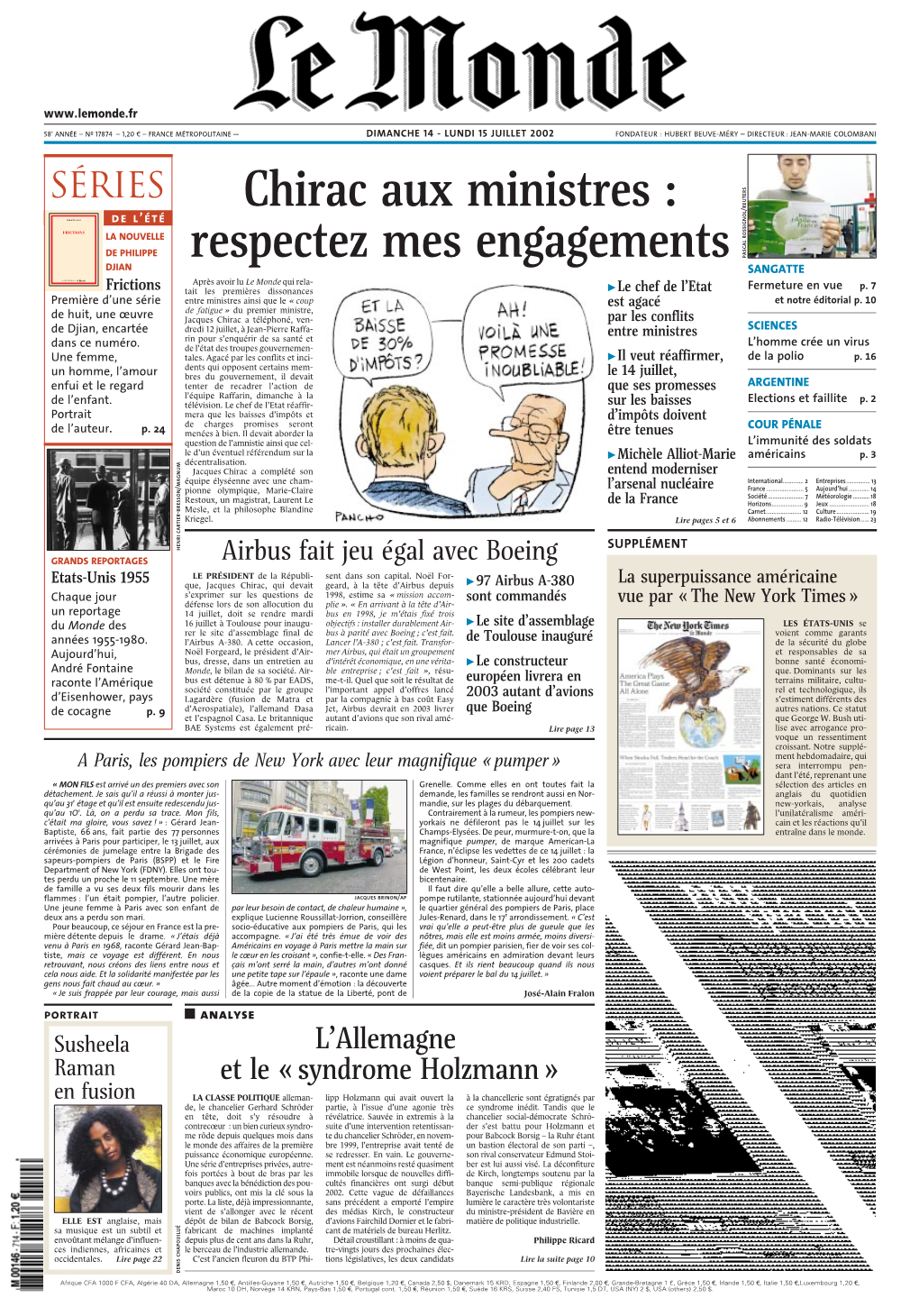 LE MONDE/PAGES&lt;UNE&gt;