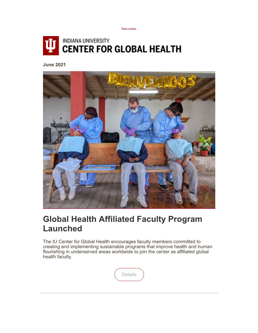 June 2021 in This Issue: New Global Health Affiliated Faculty Opportunity