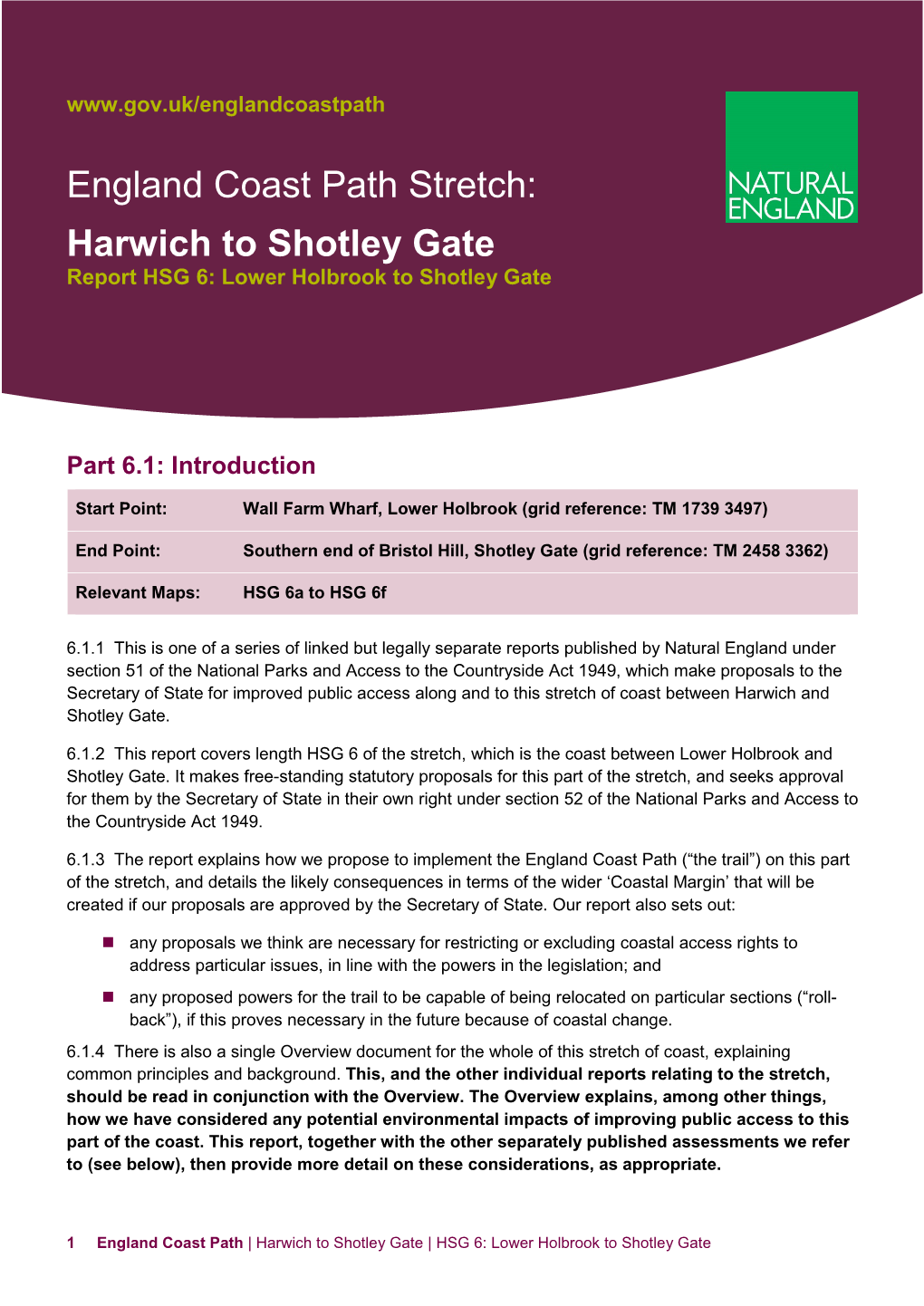 Harwich to Shotley Gate England Coast Path Report HSG 6