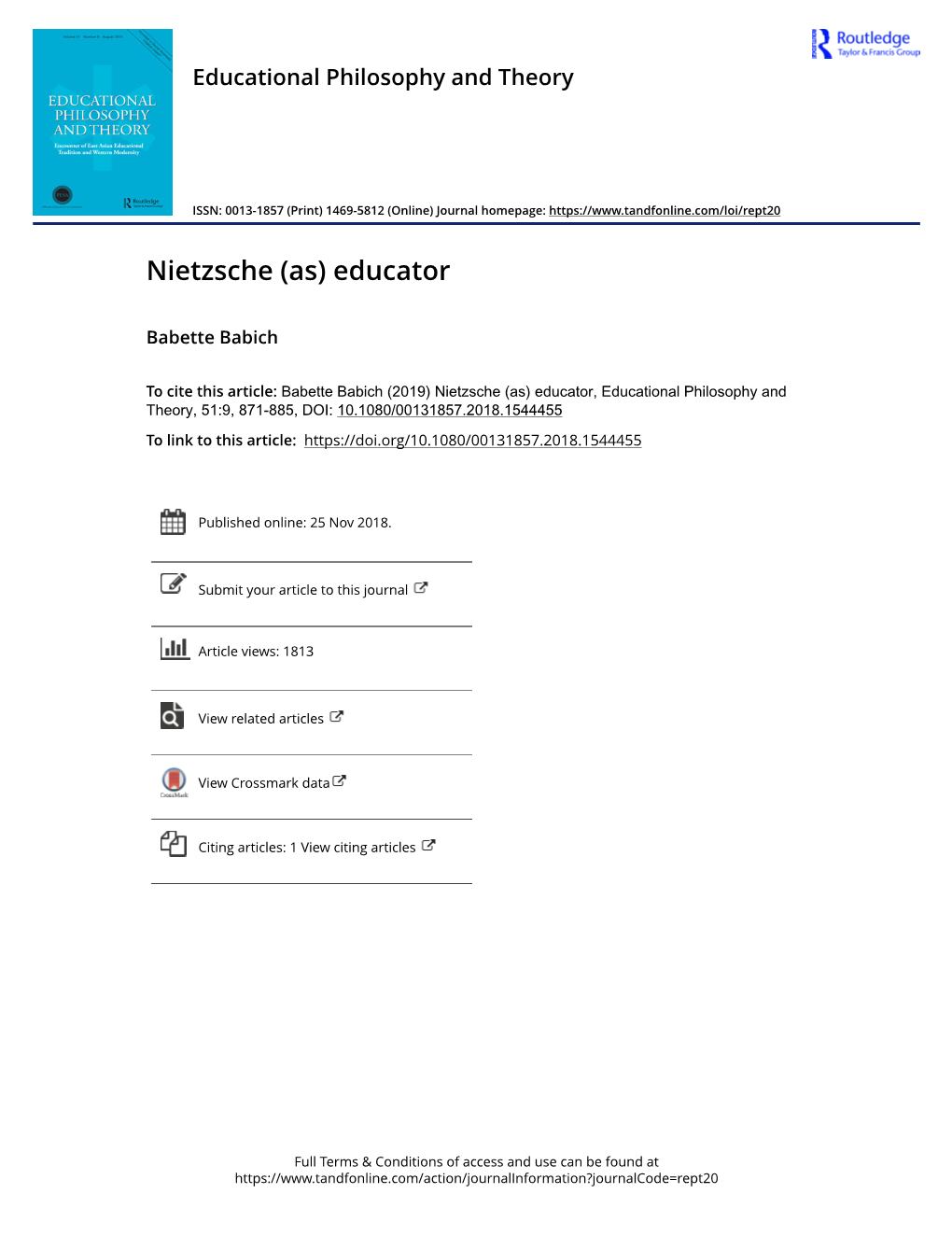 Nietzsche (As) Educator