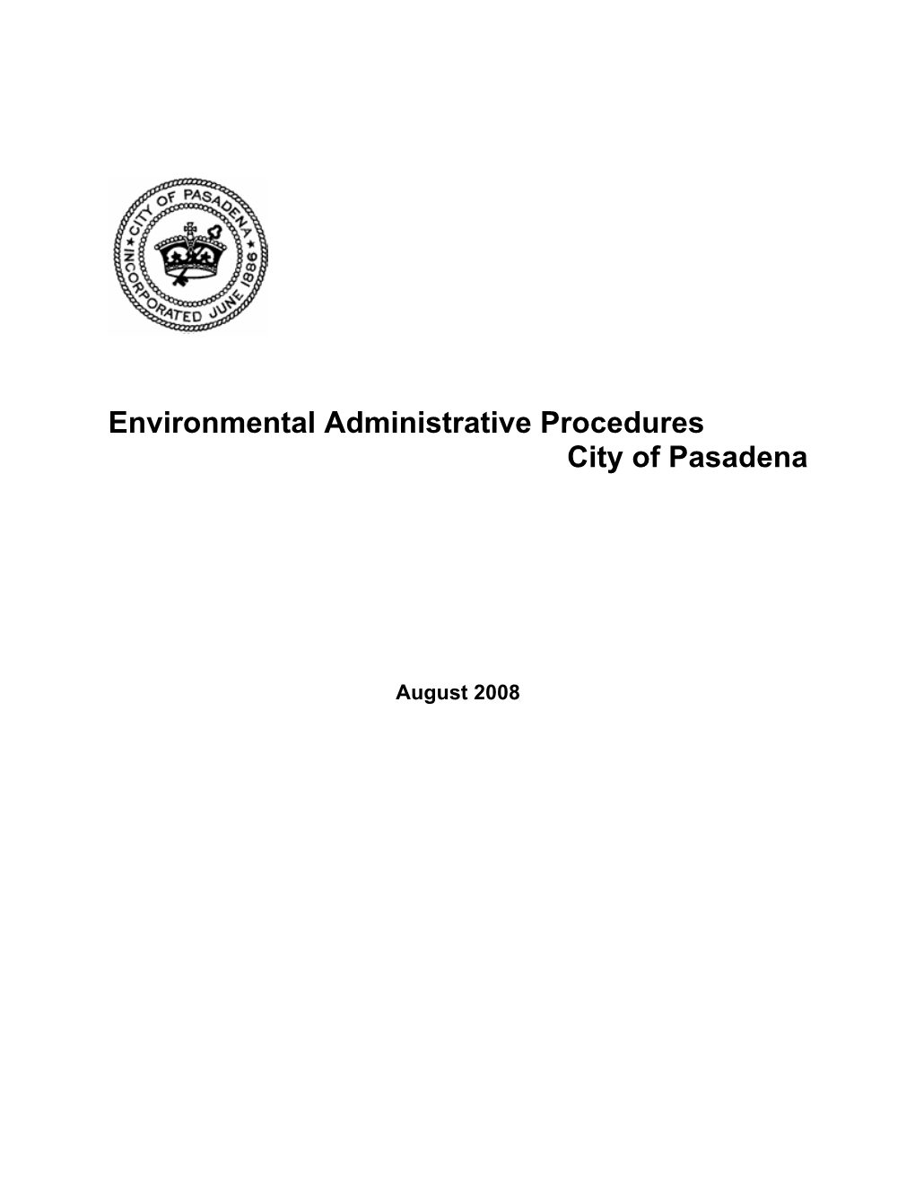 Environmental Administrative Procedures City of Pasadena