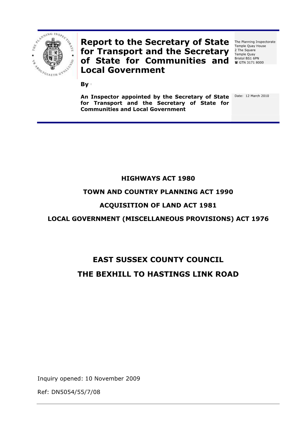 East Sussex County Council: Bexhill to Hastings Link Road