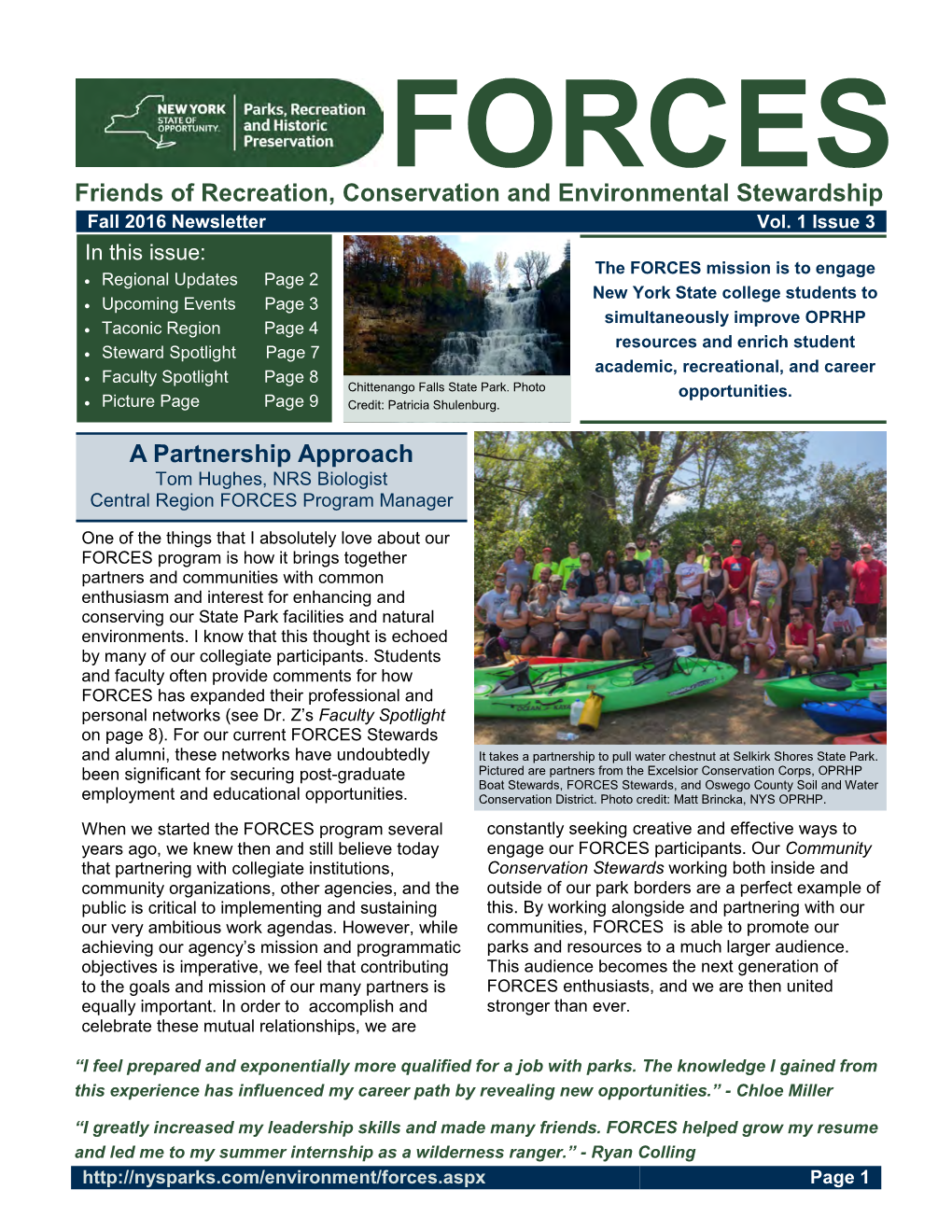 FORCES Fall 2016 Newsletter