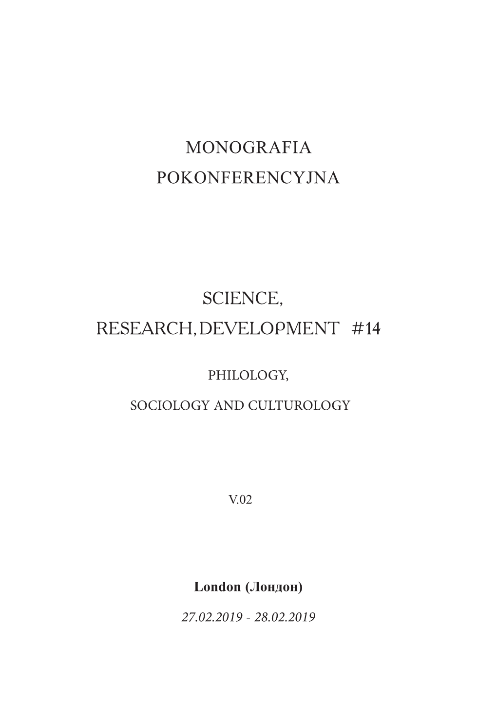 Monografia Pokonferencyjna Science, Research