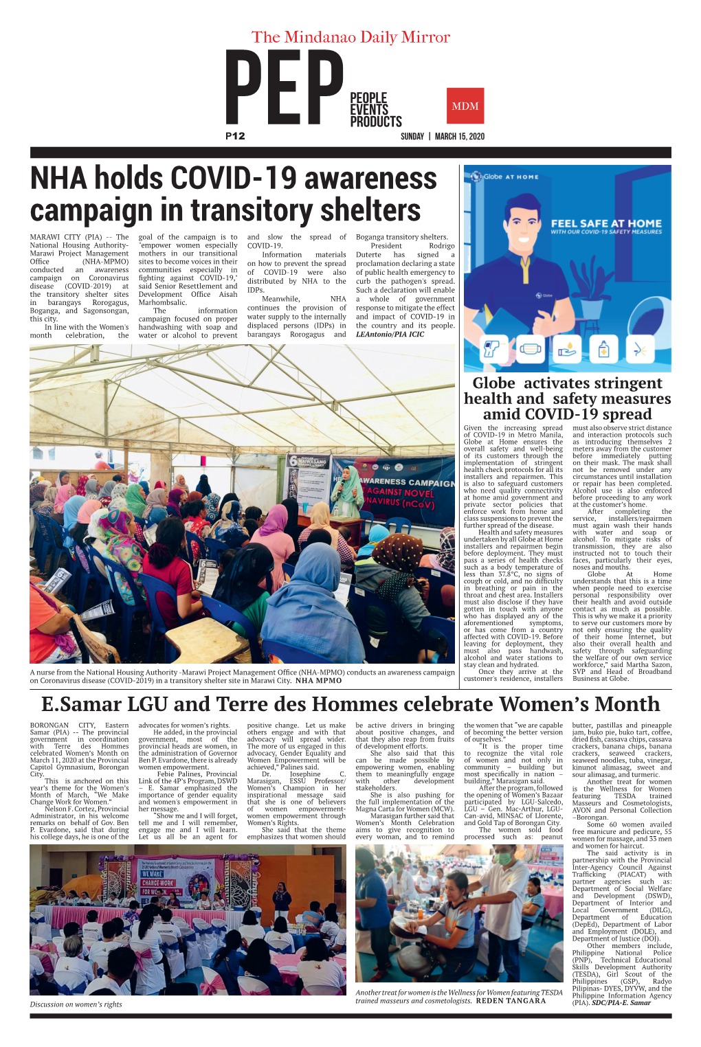NHA Holds COVID-19 Awareness Campaign in Transitory Shelters MARAWI CITY (PIA) -- the Goal of the Campaign Is to and Slow the Spread of Boganga Transitory Shelters
