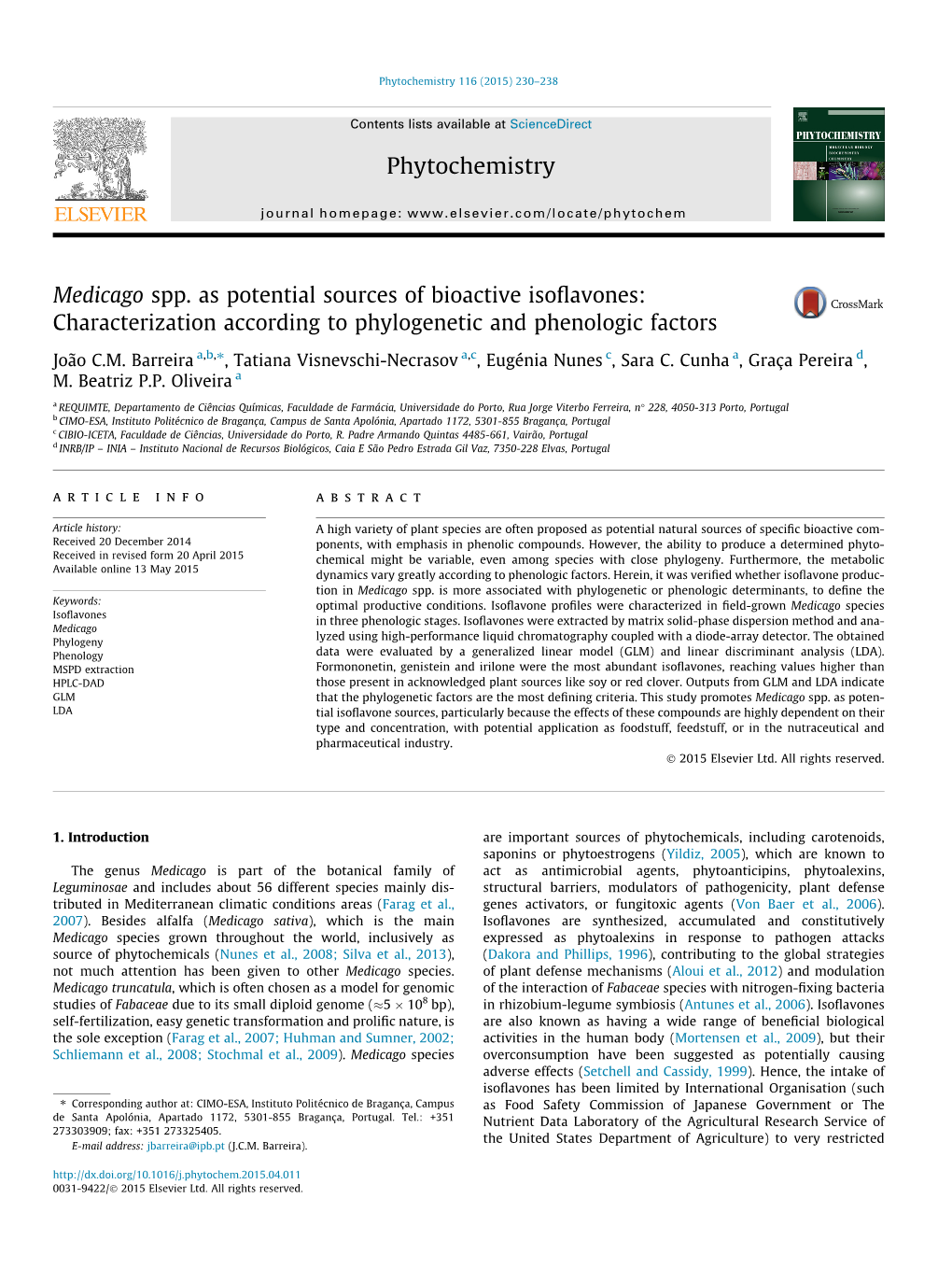 Medicago Spp. As Potential Sources of Bioactive Isoflavones