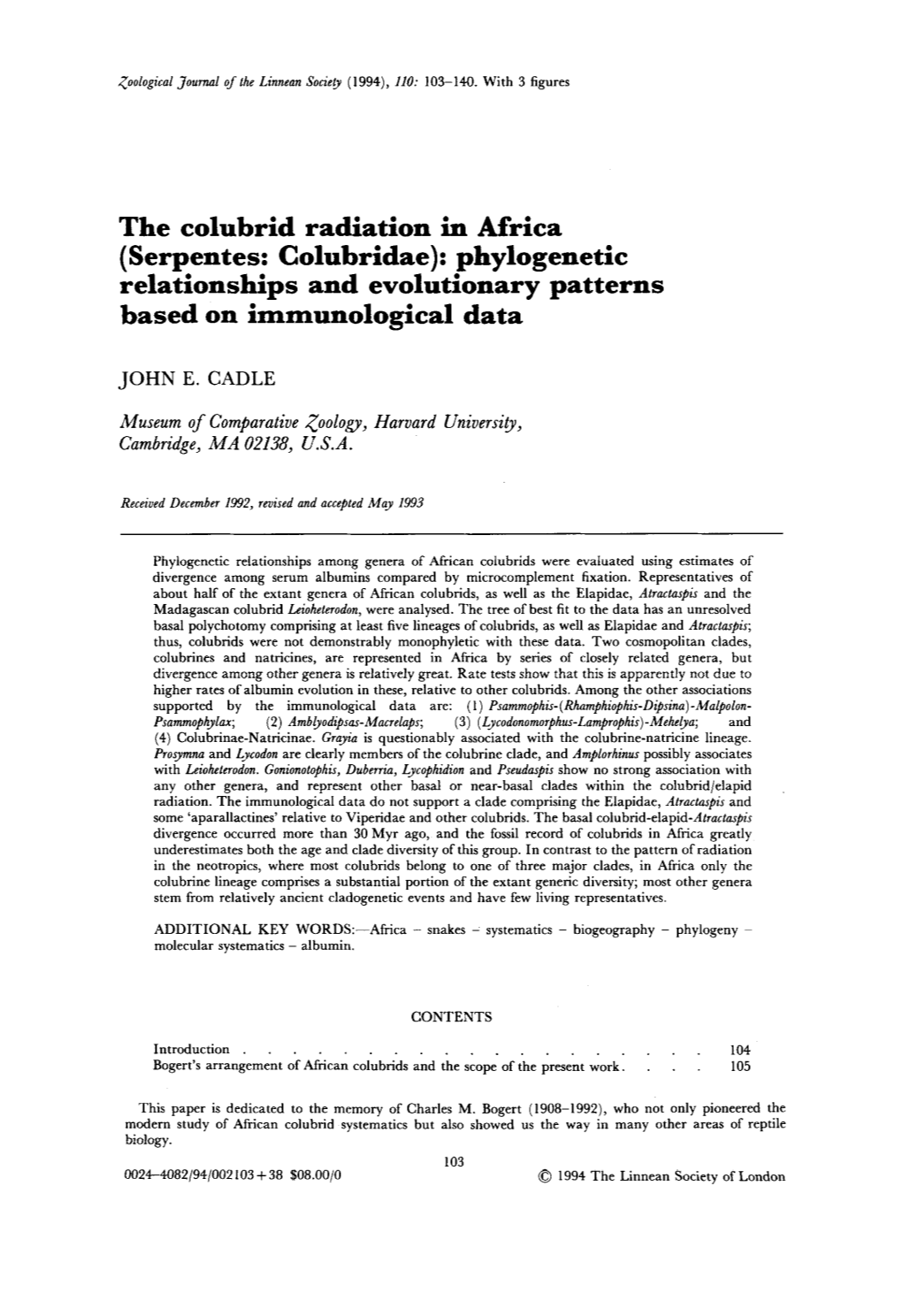 Phylogenetic Relationships and Evolutionary Patterns Based on Immunological Data