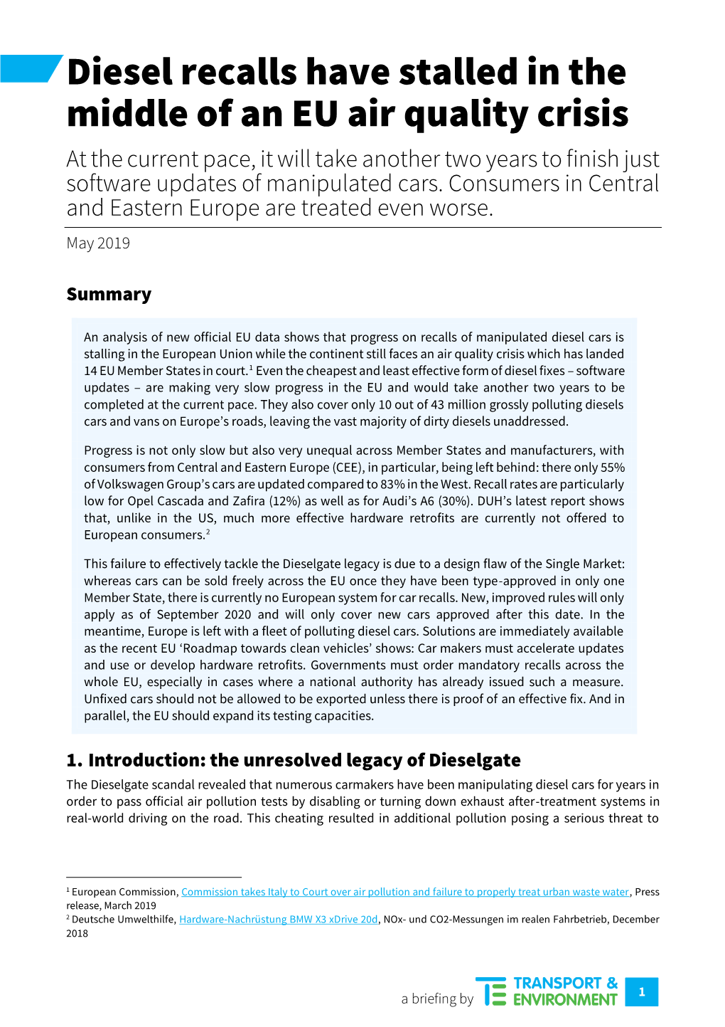 Analysis: Diesel Recalls Have Stalled in the Middle of an EU Air Quality Crisis PDF, 614.8