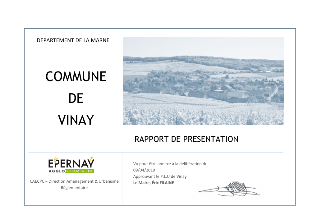 Commune De Vinay Rapport De Presentation
