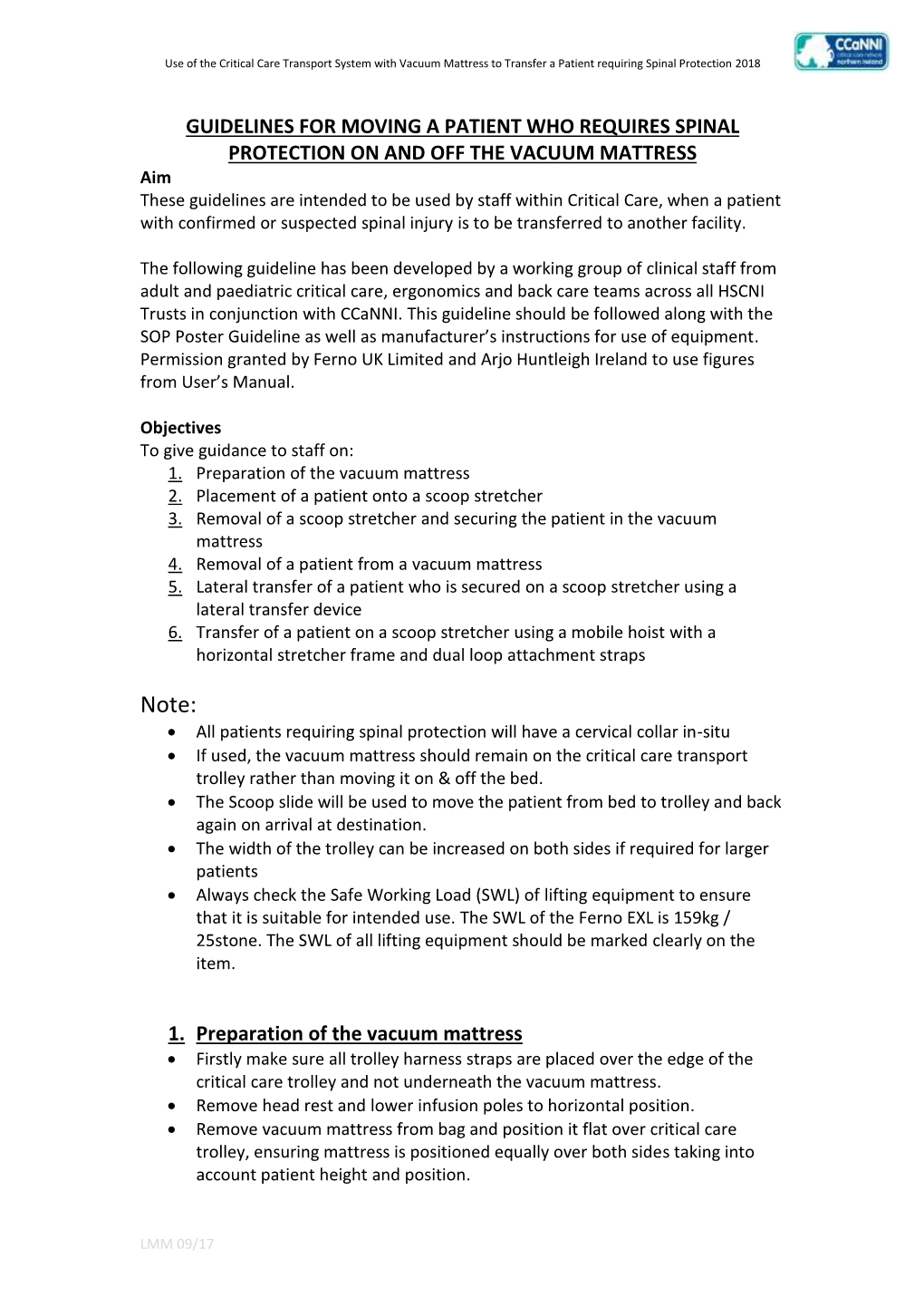 Guidelines for Use of Vacuum Mattress and SCOOP Nov 2018