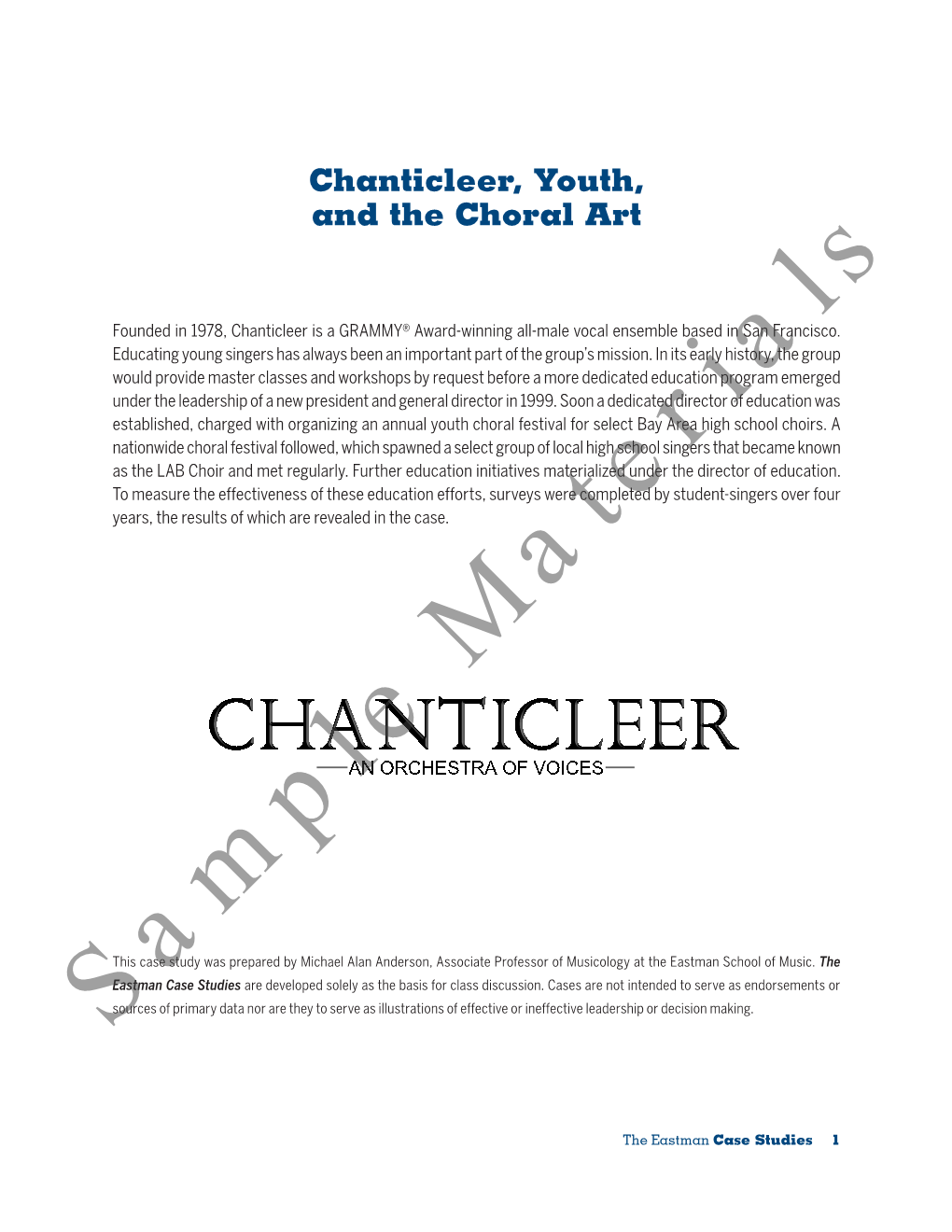 Chanticleer Case Study Sample