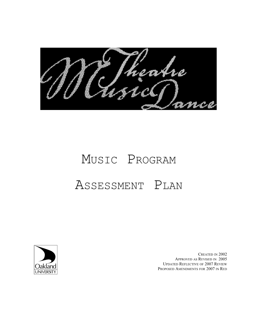 Music Assessment Plan Approved As Revised 2005 P. 49