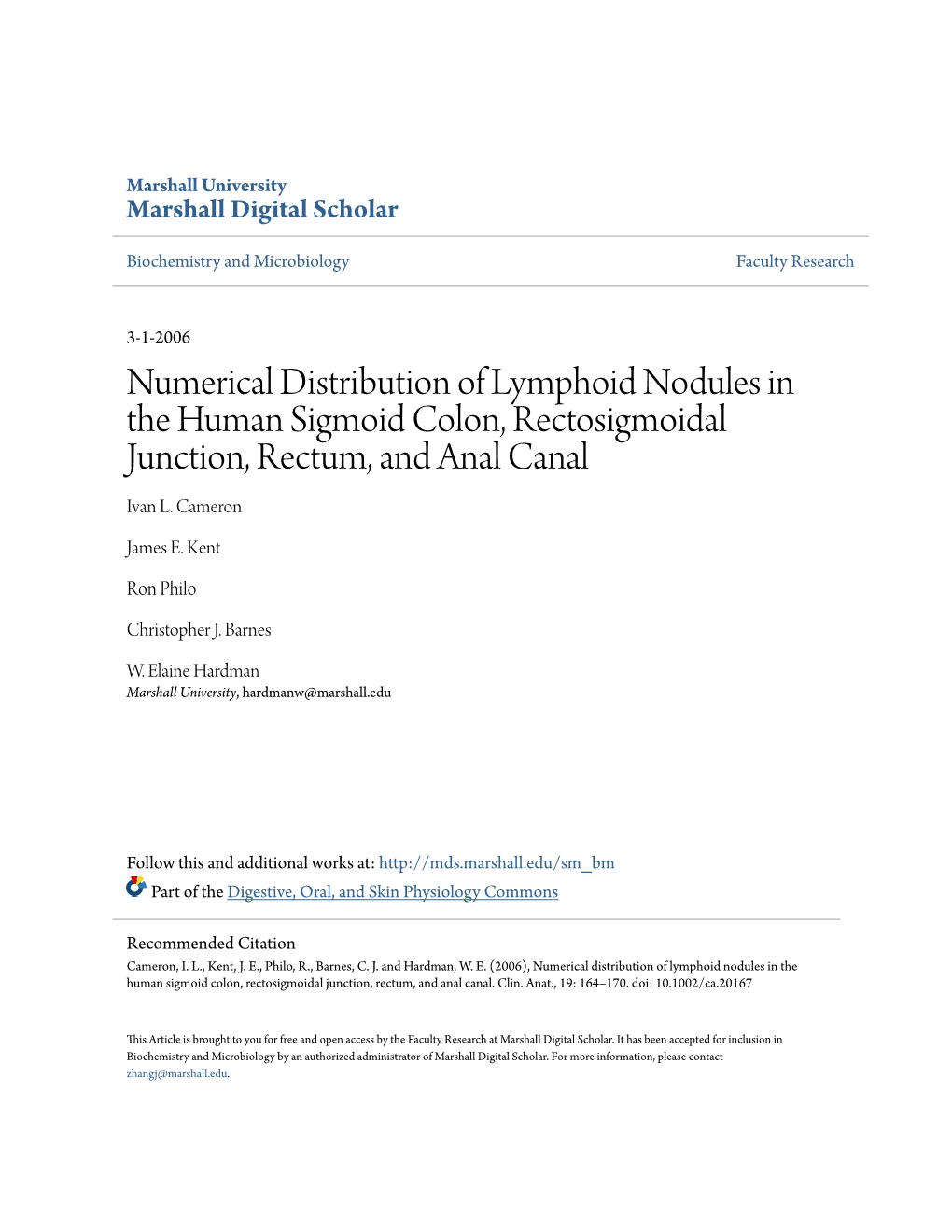 Numerical Distribution of Lymphoid Nodules in the Human Sigmoid Colon, Rectosigmoidal Junction, Rectum, and Anal Canal Ivan L