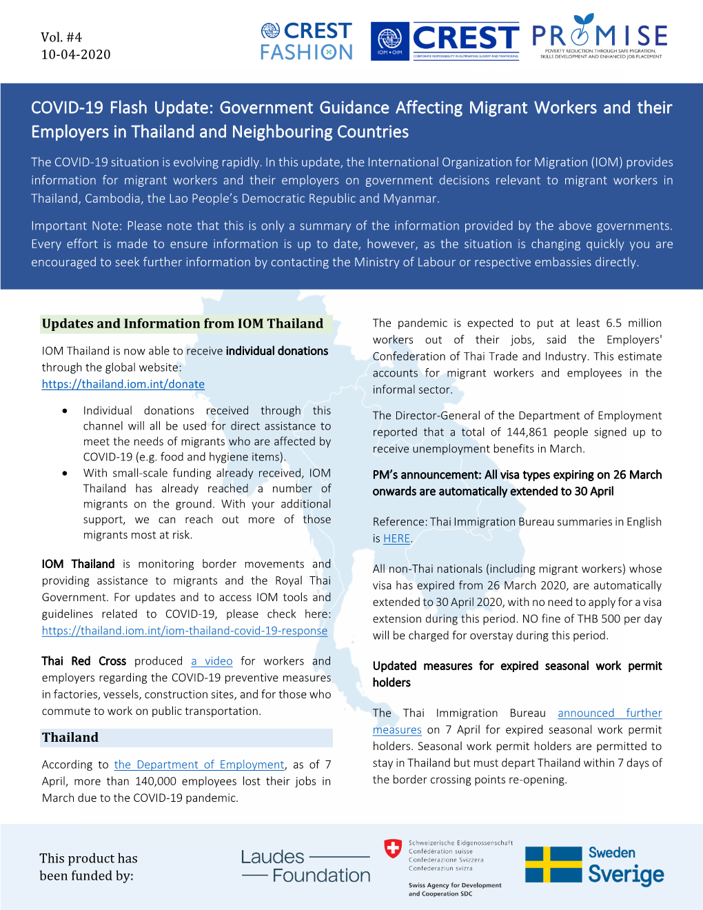 COVID-19 Flash Update: Government Guidance Affecting Migrant Workers and Their Employers in Thailand and Neighbouring Countries