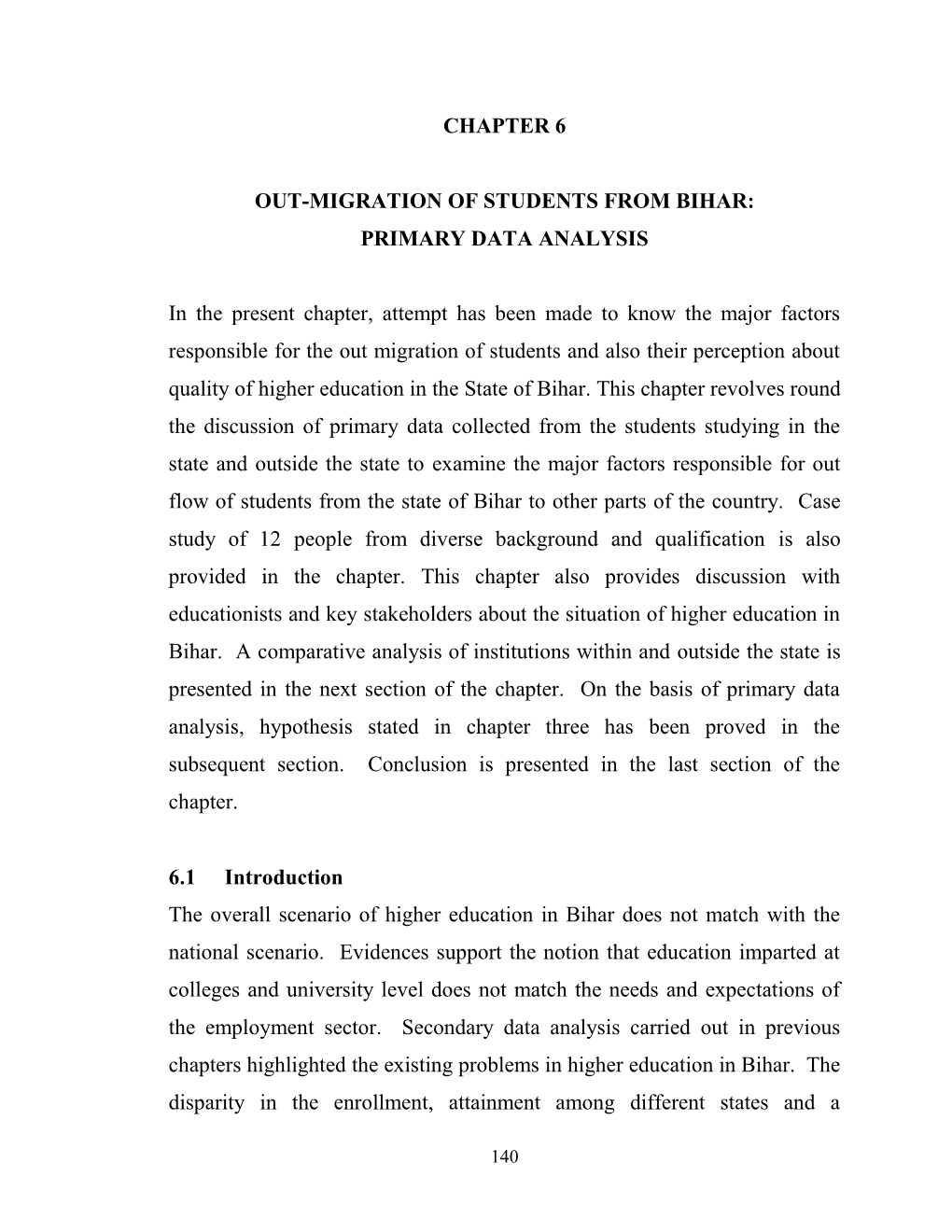 Chapter 6 Out-Migration of Students from Bihar