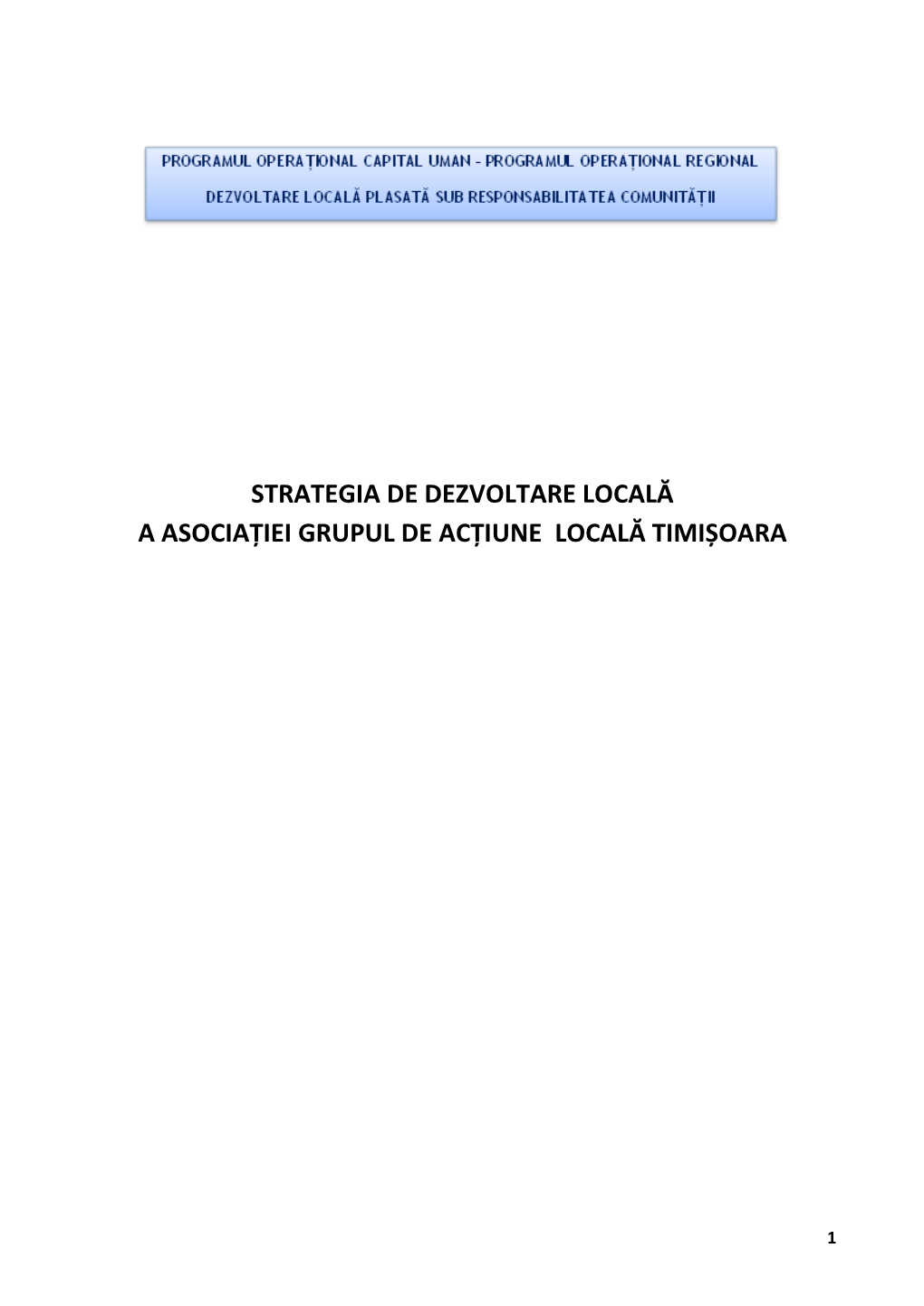 Strategia De Dezvoltare Locala GAL TIMISOARA