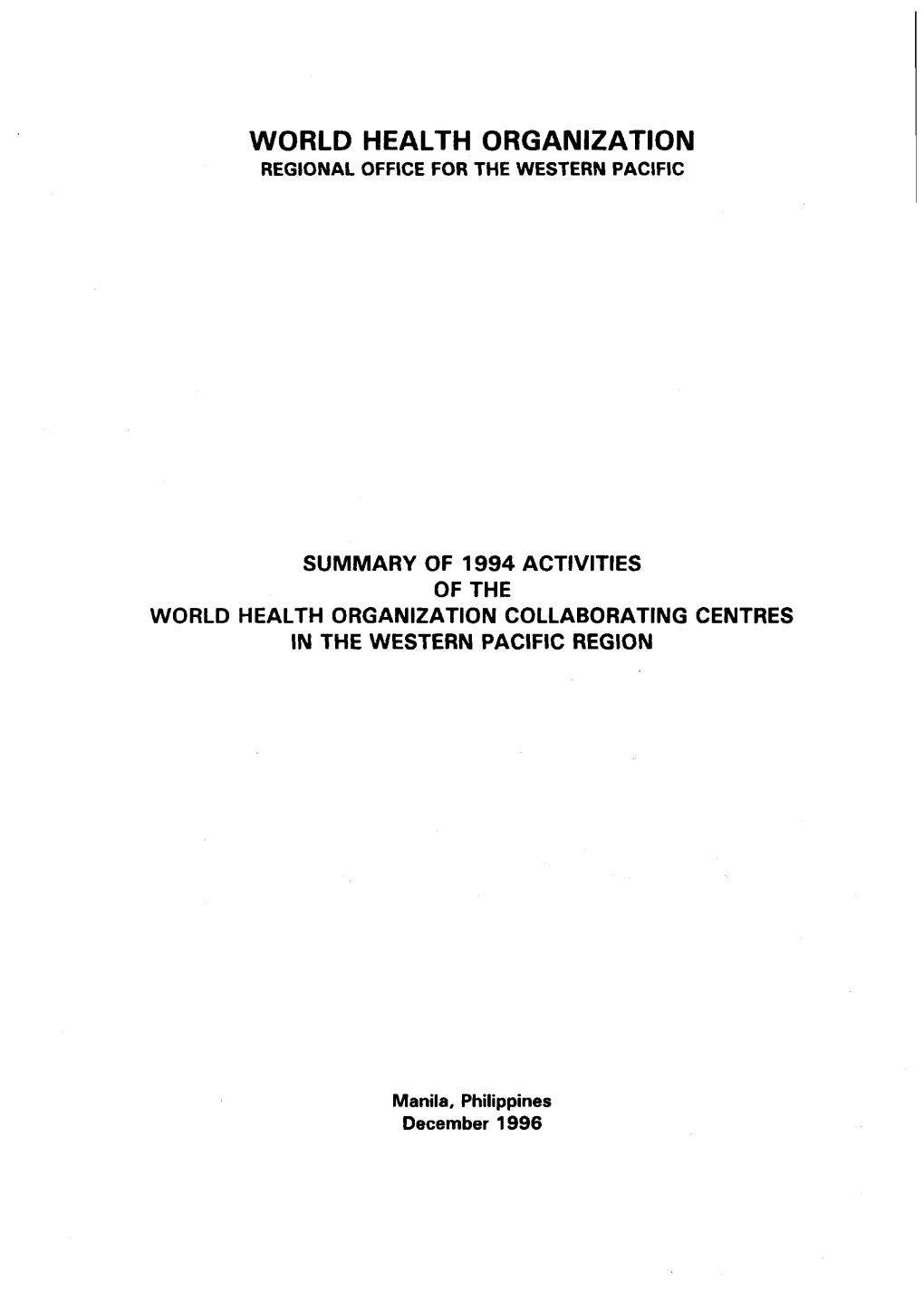 1994 Summary Activities Whocc