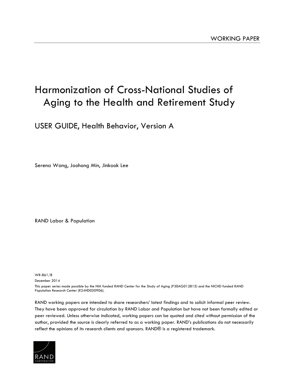 Harmonization of Cross-National Studies of Aging to the Health and Retirement Study