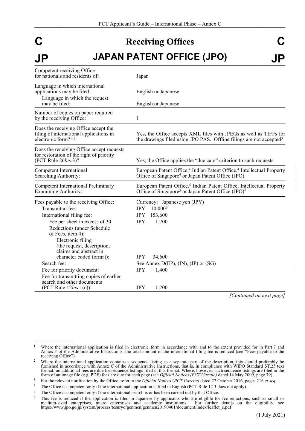 PCT Applicant's Guide – International Phase – Annex C