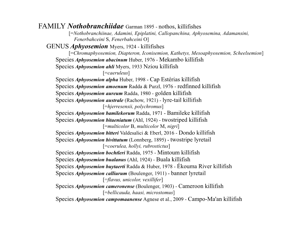 Nothos, Killifishes Species Aphyosemion Alpha Huber, 1998