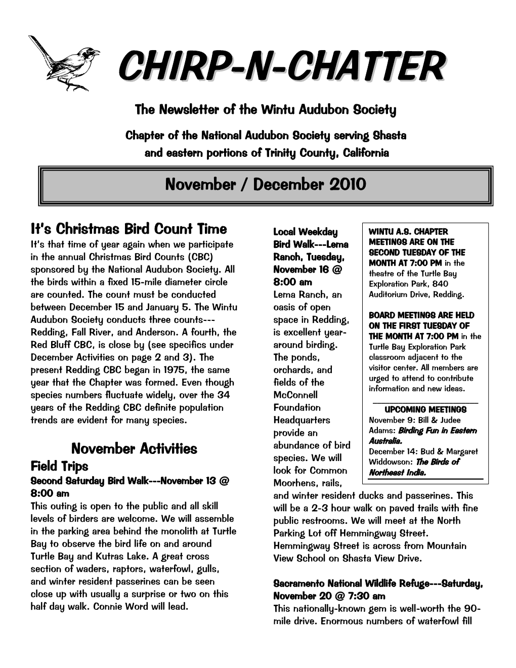 Chirp 'N Chatter November 2010