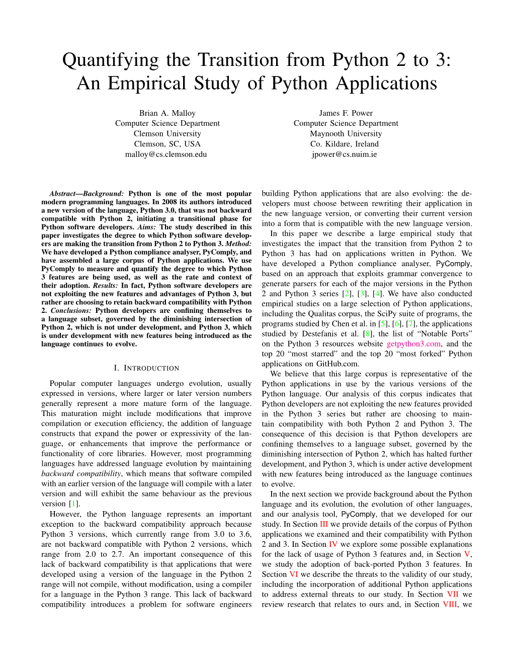 Quantifying the Transition from Python 2 to 3: an Empirical Study of Python Applications