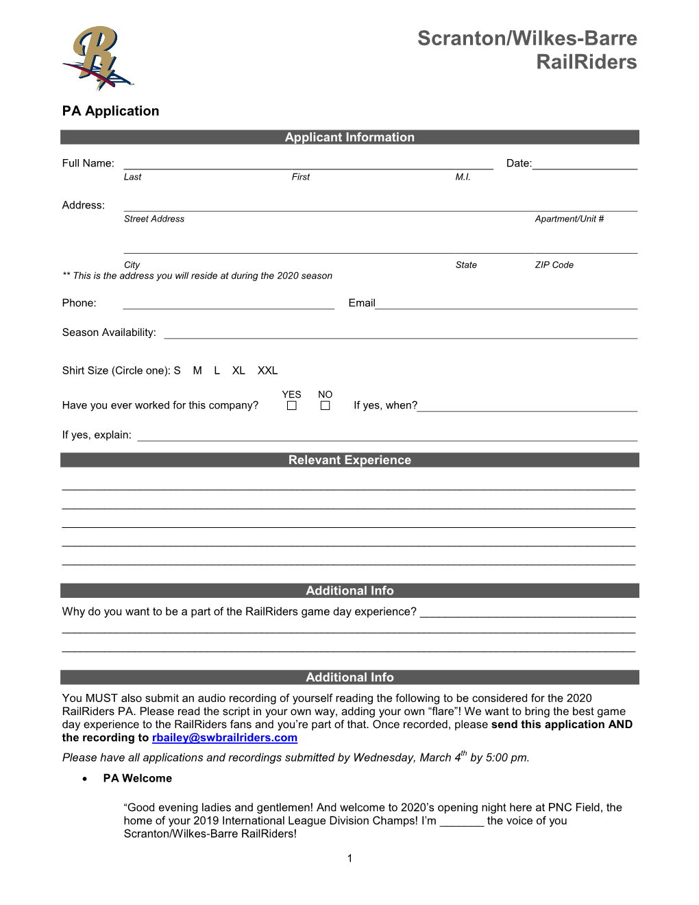 Employment Application