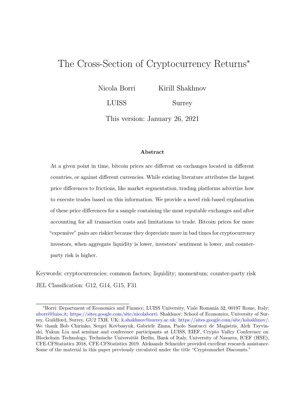 The Cross-Section of Cryptocurrency Returns∗