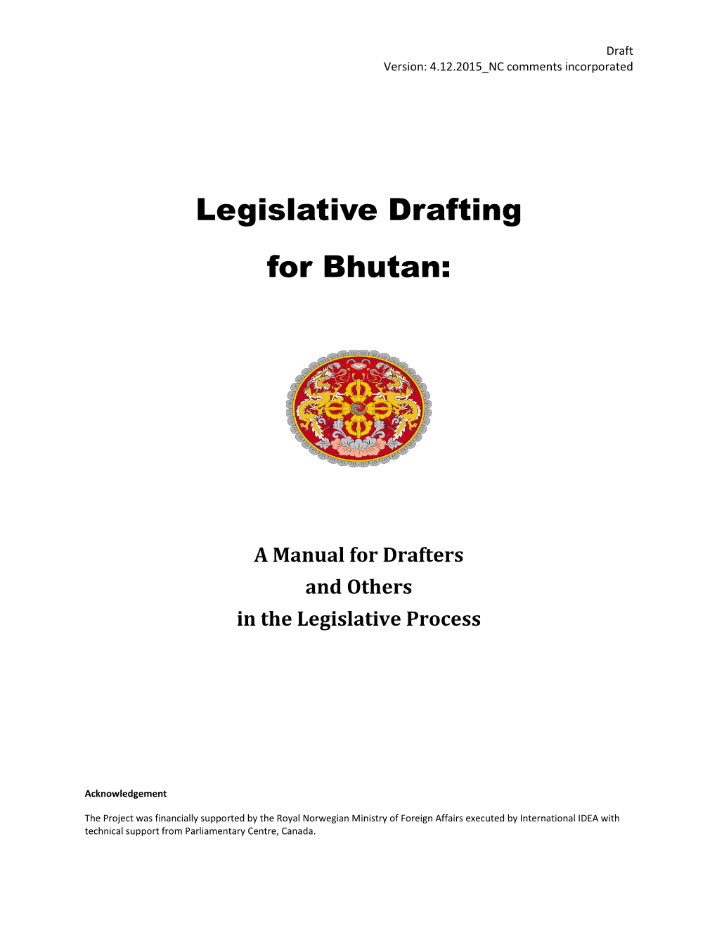 Legislative Drafting for Bhutan