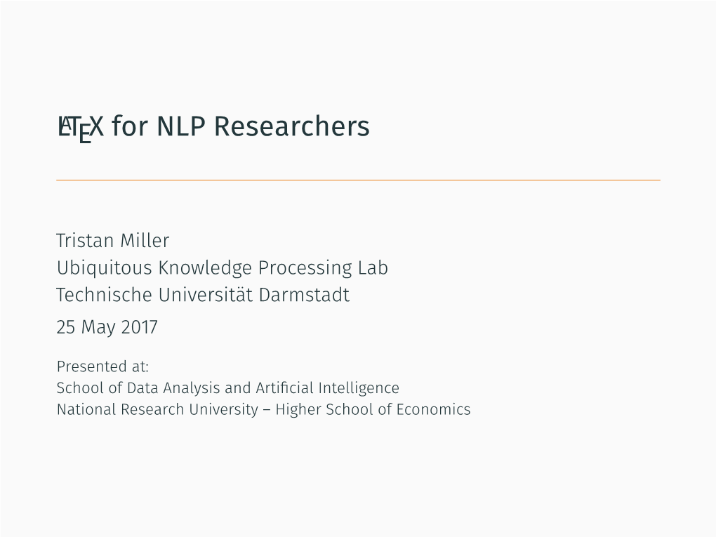 LATEX for NLP Researchers