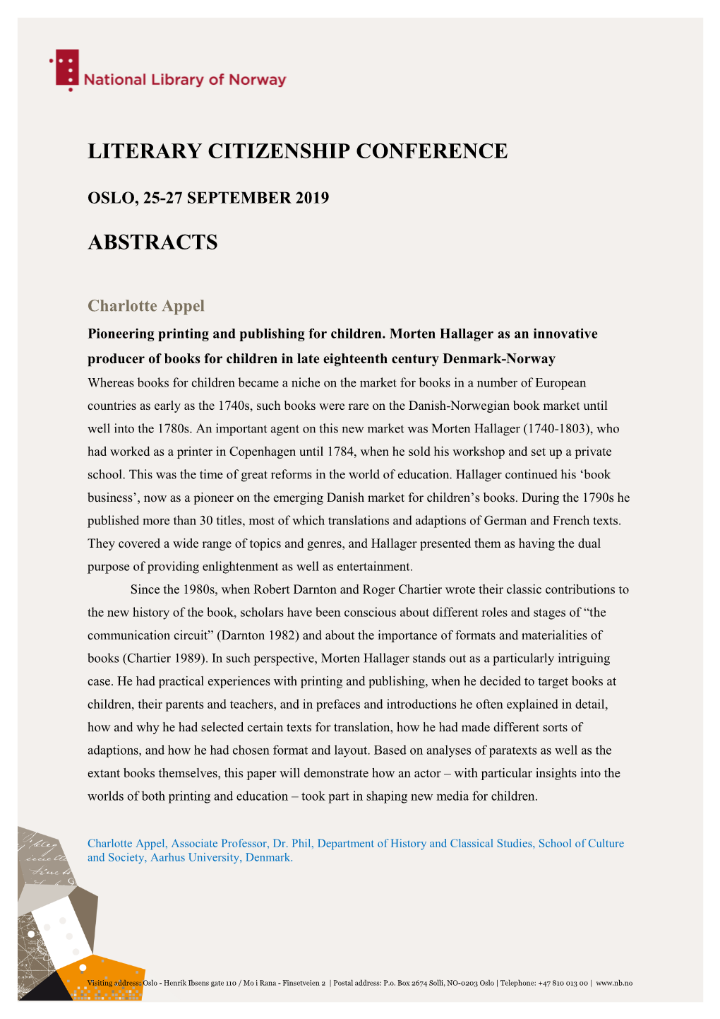 Literary Citizenship Conference Abstracts