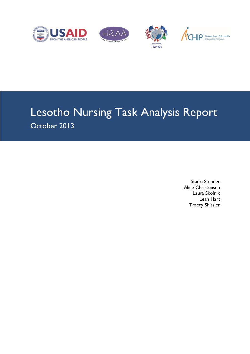 Lesotho Nursing Task Analysis Report October 2013