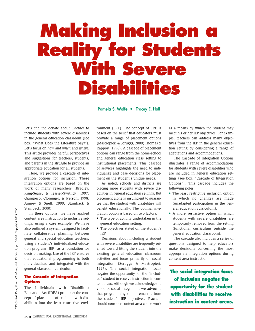 Making Inclusion a Reality for Students with Severe Disabilities