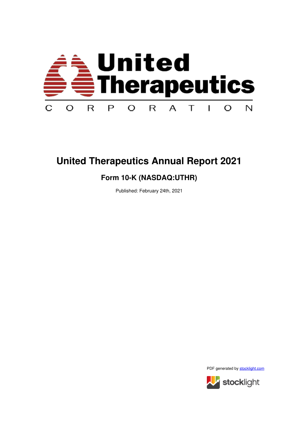 United Therapeutics Annual Report 2021