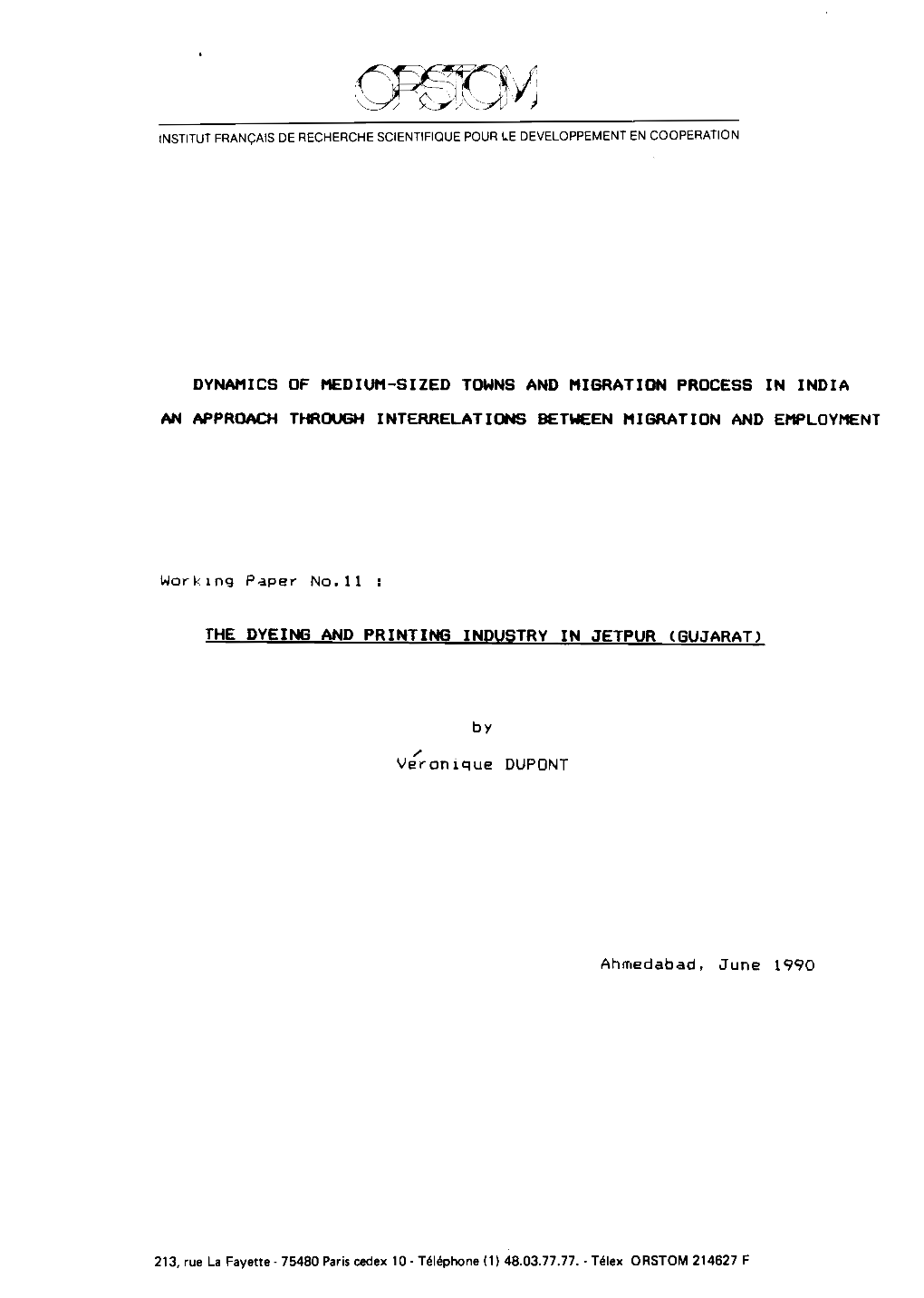Working Paper 11. the Dyeing and Printing Industry in Jetpur (Gujarat)