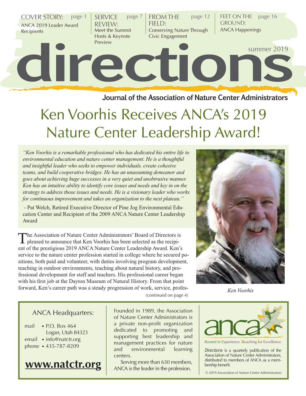 Ken Voorhis Receives ANCA's 2019 Nature Center Leadership Award!