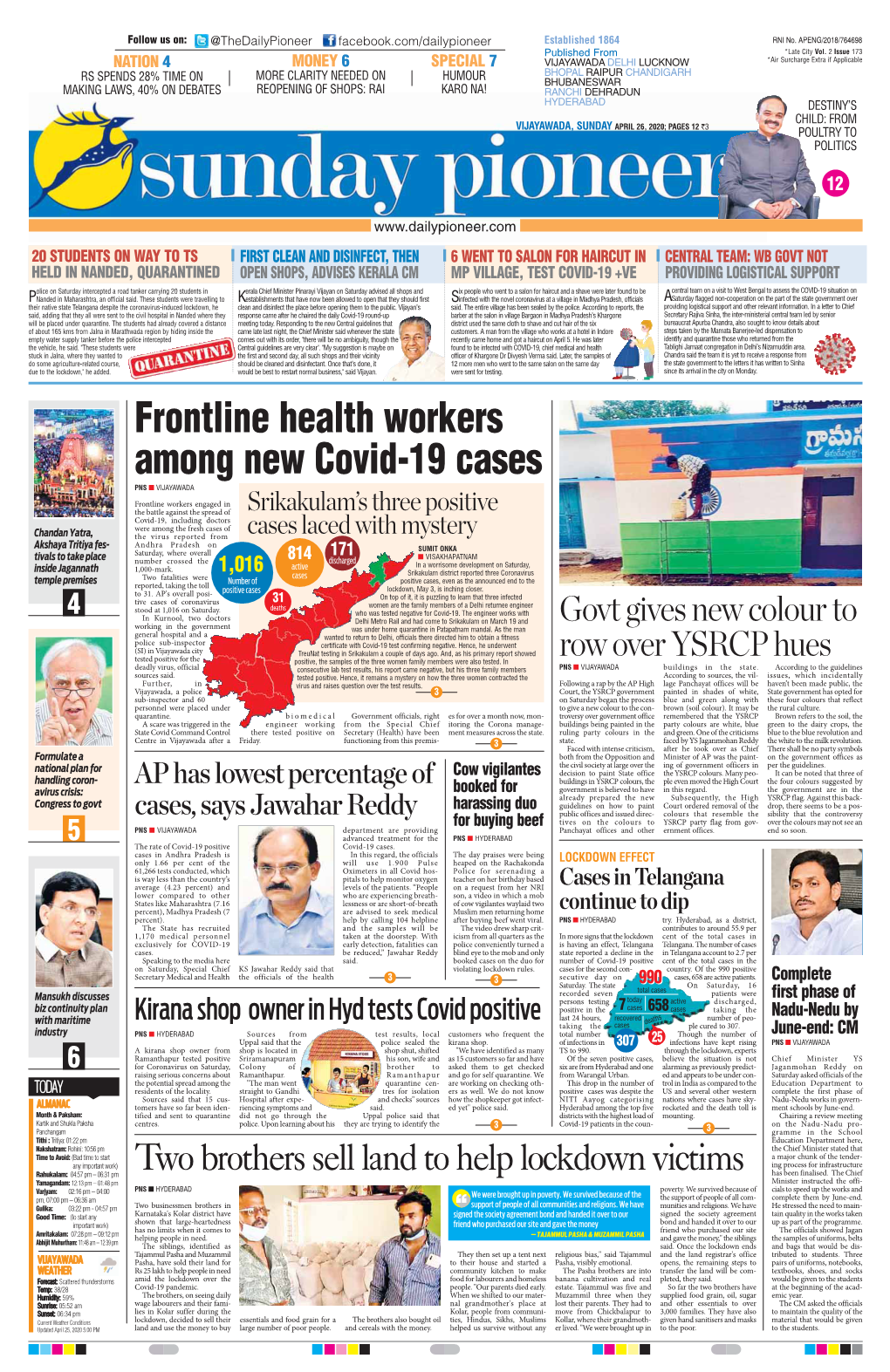 Frontline Health Workers Among New Covid-19 Cases PNS N VIJAYAWADA