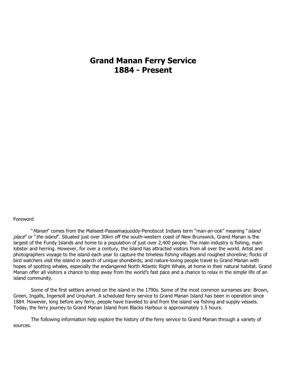 A Look at the Grand Manan Ferry Service