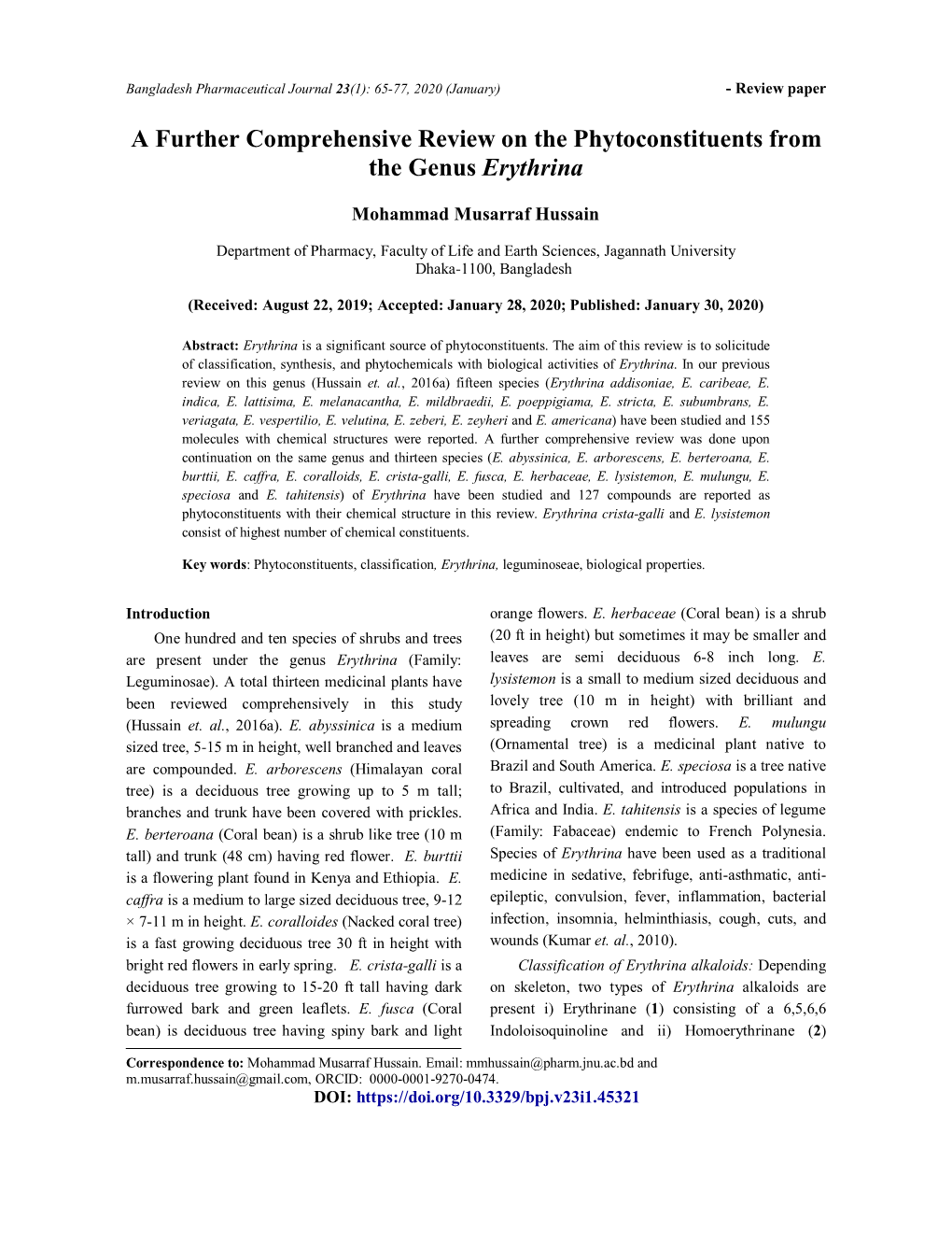 A Further Comprehensive Review on the Phytoconstituents from the Genus Erythrina