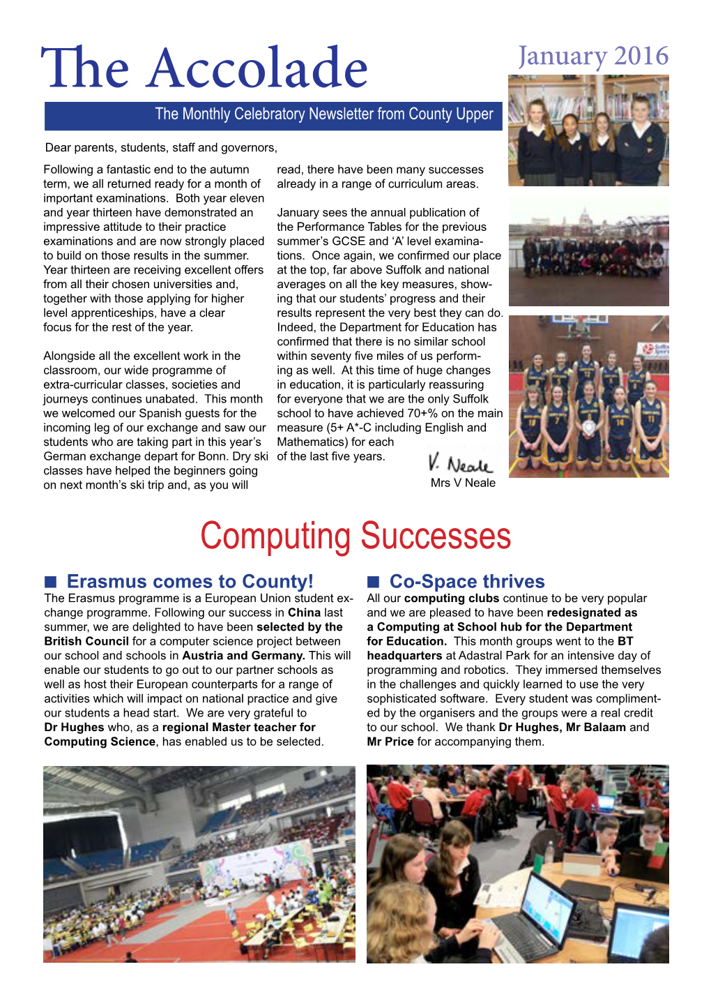 The Accolade January 2016 the Monthly Celebratory Newsletter from County Upper