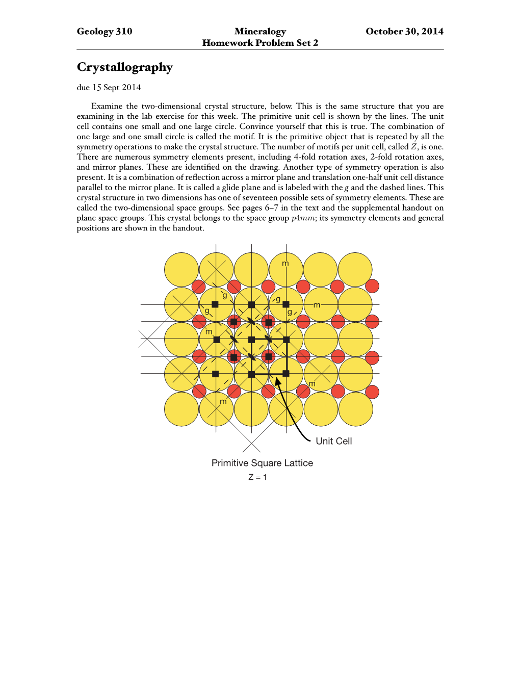 Crystallography Due 15 Sept 2014