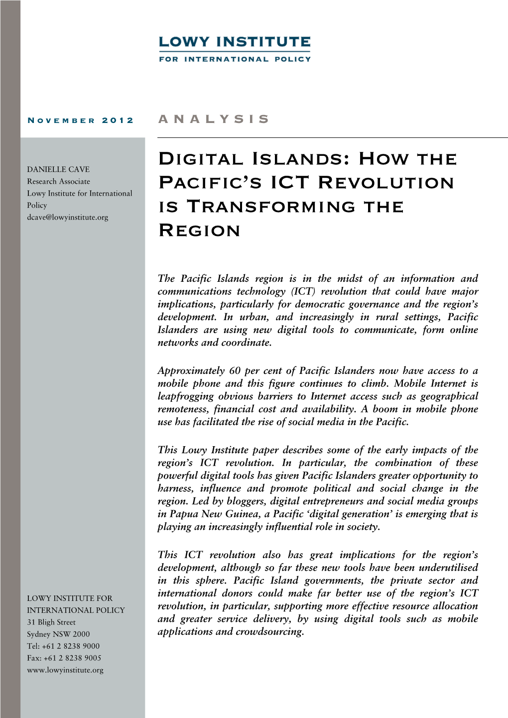 Digital Islands: How the Pacific's ICT Revolution Is Tranforming the Region