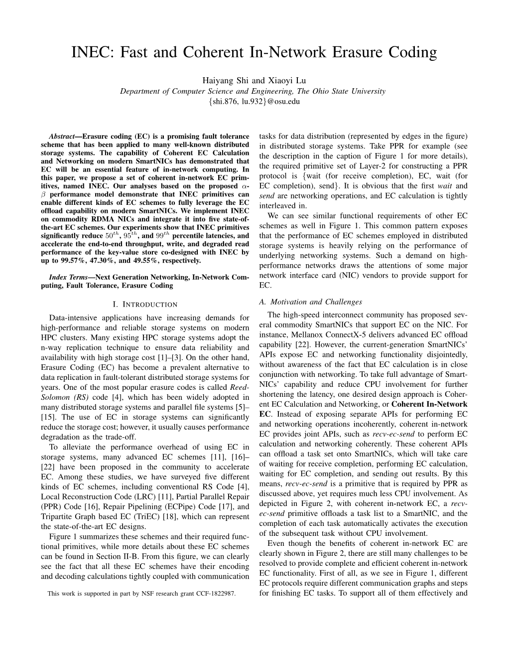 INEC: Fast and Coherent In-Network Erasure Coding